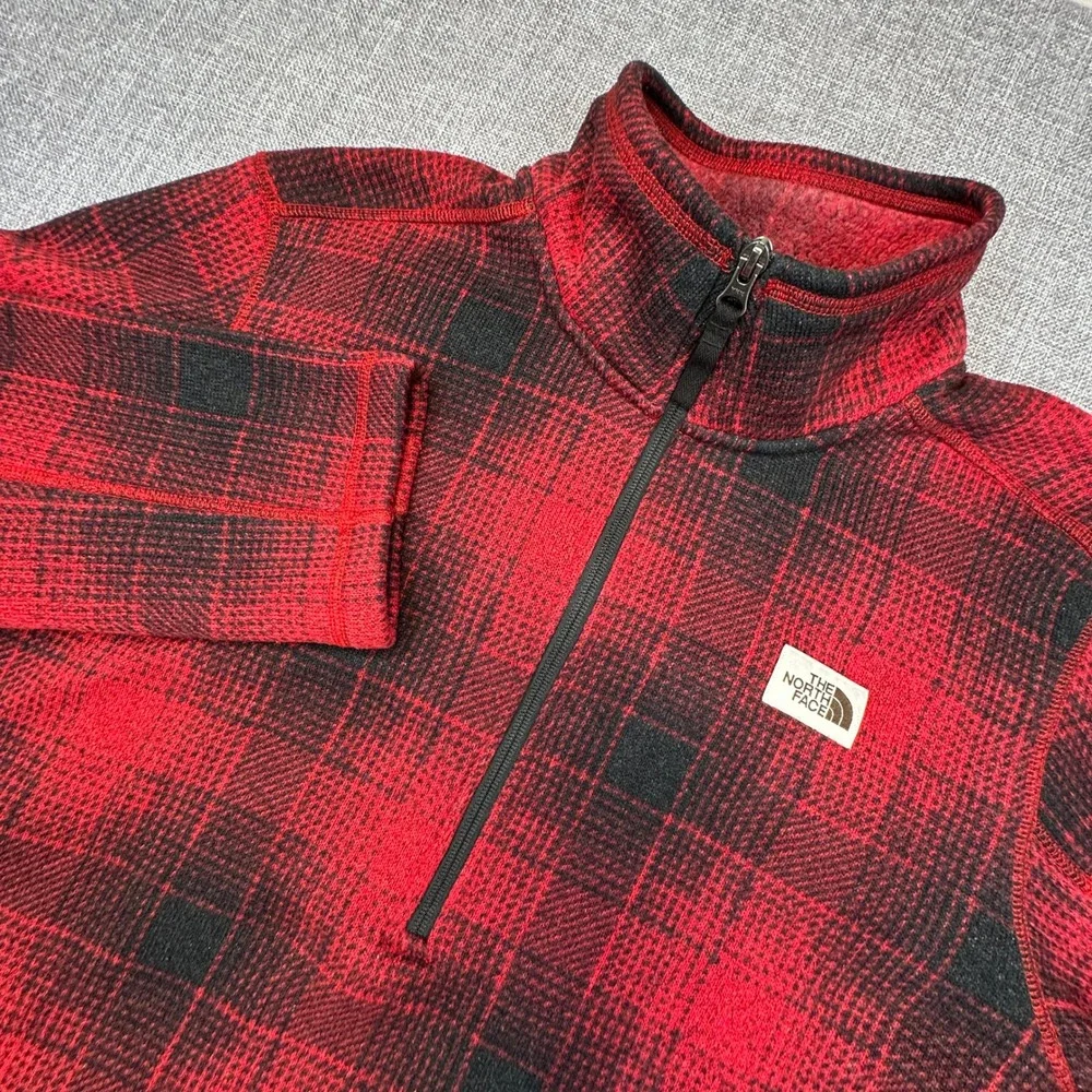The North Face Gordon Lyons 1/4 Zip Fleece Mens Large‎ Cardinal Red Ombre Plaid
